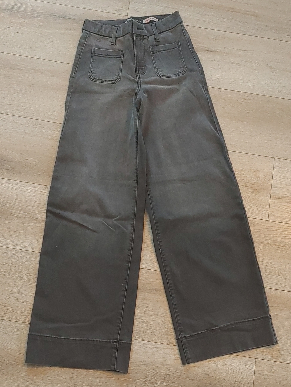 High-Rise Wide Leg Jeans in Olive — Women’s Flare Trousers